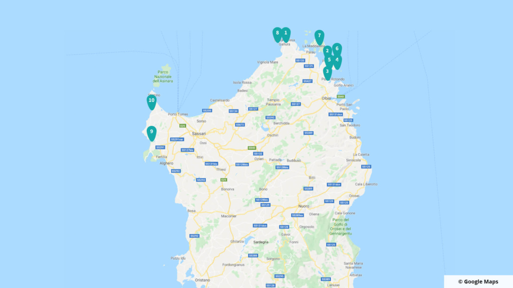 Karte Norden Sardinien Strände