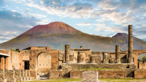 Der Vesuv und die Stadt Pompeji