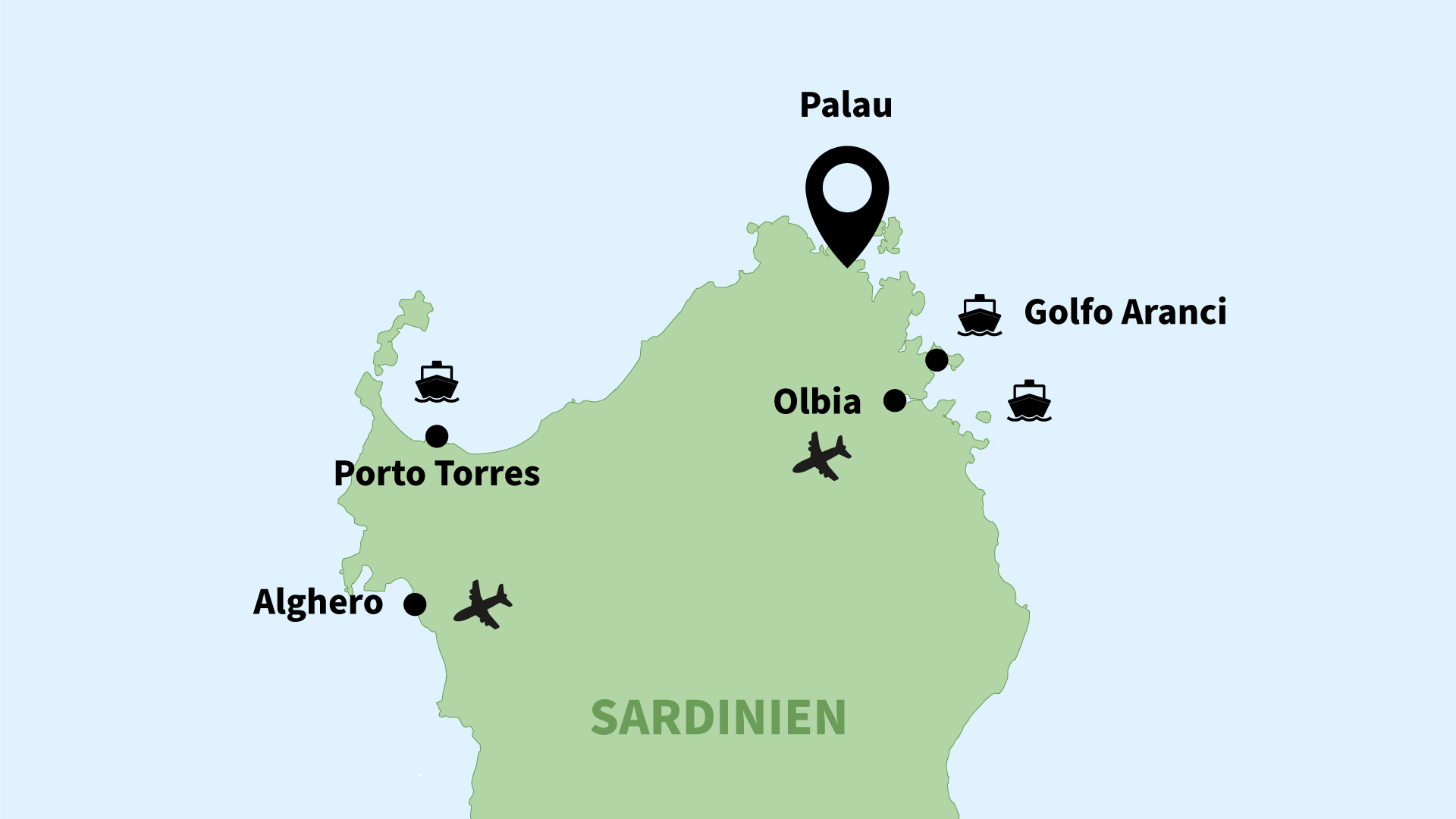 Anreise nach Palau/Sardinien