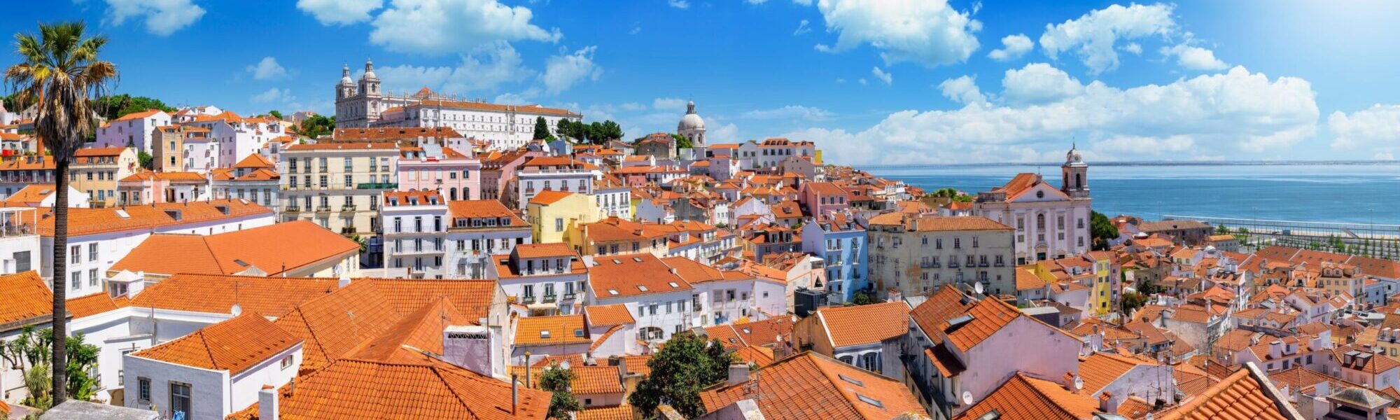 Panoramic,View,Of,The,Beautiful,Skyline,Of,Lisbon,,Portugal,,With